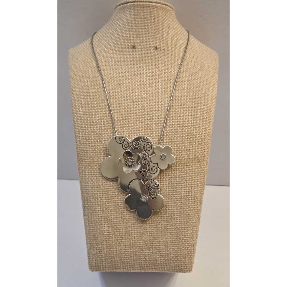 Retired Brighton "FLORENZA" Large Pendant Necklace 16-18" Crystal Accents
